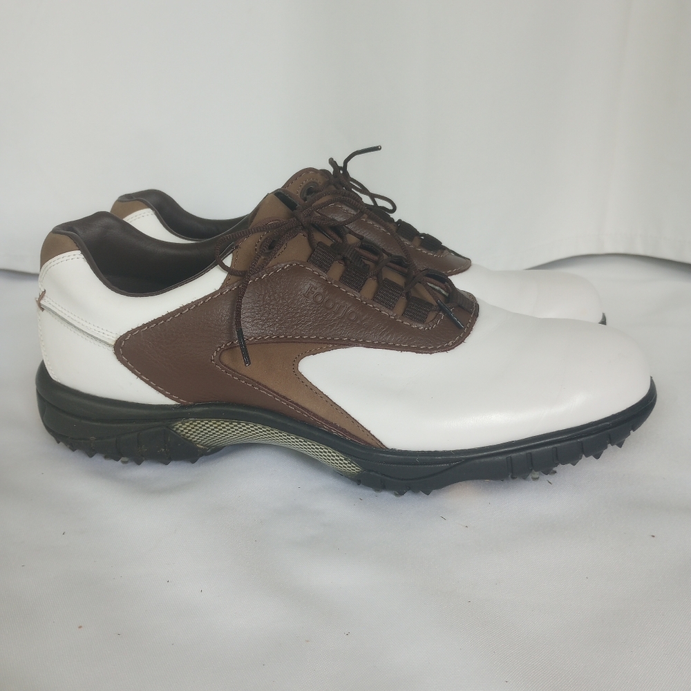 FootJoy Contour Series Leather White and Brown Soft spike Golf Shoes Sz 11M - Picture 9 of 9
